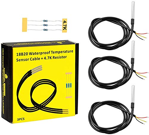 KEYESTUDIO Sensor de temperatura para Arduino Mega2560 R3 Project con 3pcs DS18b20 impermeable cable inoxidable 4,7 K resistencia