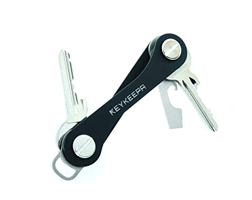 keykeepa – La clave organizador fabricado en Alemania – para hasta 16 llaves, incluye abrebotellas y ejes, negro (negro) - KK-AL-SW-ORIG