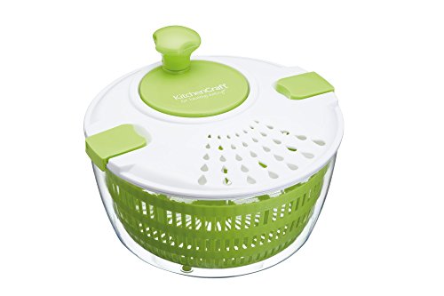 Kitchen Craft Healthy Eating - Ensaladera de Plástico grande sin BPA, 24.5 cm, color Verde y Blanco