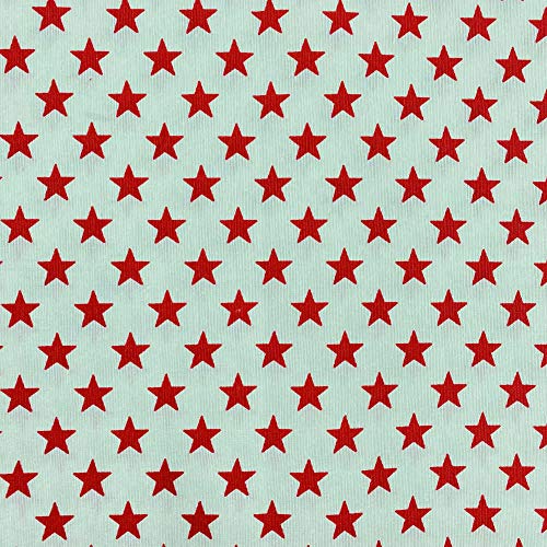 Kt KILOtela Tela de loneta Estampada - Retal de 300 cm Largo x 280 cm Ancho | Estrellas - Rojo, Blanco ─ 3 Metros