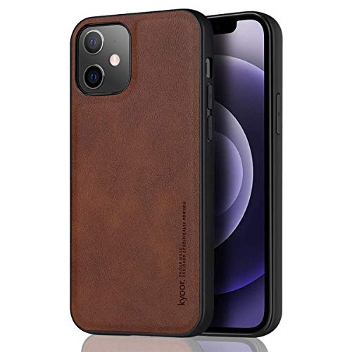 kyoor. Premium - Funda de diseño piel para iPhone 12 / iPhone 12 Pro (6,1 pulgadas), diseño vintage, color marrón