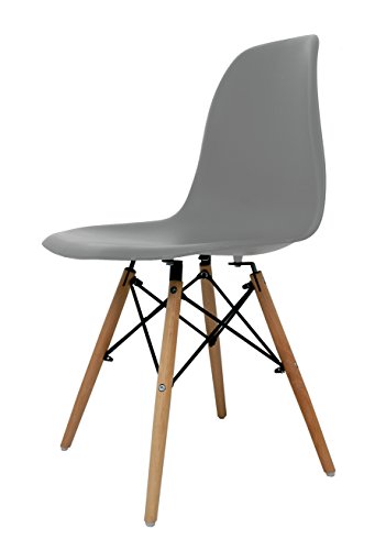 La Silla Española - modelo Laredo - silla de estilo nórdico - asiento en simil y patas en madera - gris - 47x42x83cm - 1 unidad