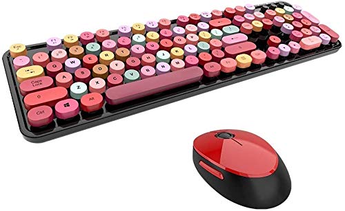 LaLa POP Teclado Y Ratón Combo, 2,4 GHz Wireless USB 104-Key Sensación Mecánica Claves Silencioso Silencioso For La Oficina Y del Juego, Estilo Retro Steampunk Old Fashion Ronda Tecla Clave