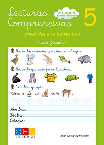 Lecturas comprensivas 5 / Editorial GEU / 1º Primaria / Mejora la comprensión lectora / Recomendado como apoyo / Actividades sencillas