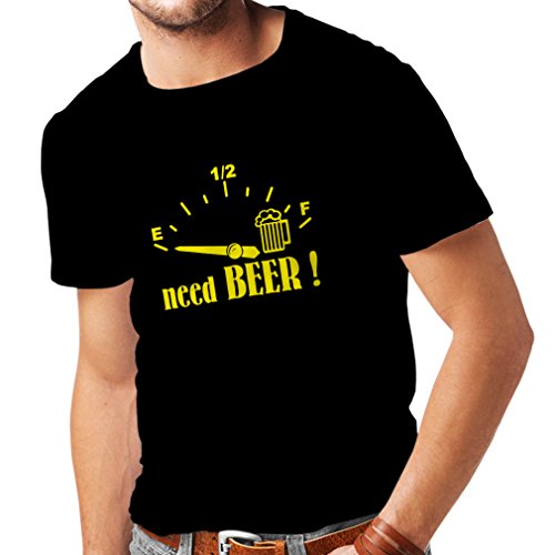 lepni.me Camisetas Hombre ¡Necesito más Cerveza! Divertido Regalo, Bebida - Bar - Lemas Fiesta (XXXX-Large Negro Amarillo)