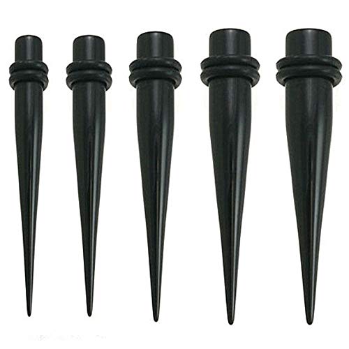 LERDBT Túneles Kit de Inicio Juego de expansor de Orejas Juego de Tapones Negros y enchufes Negros con Engranaje de manómetro para la perforación del Cuerpo (Color : Black, Size : 2mm)