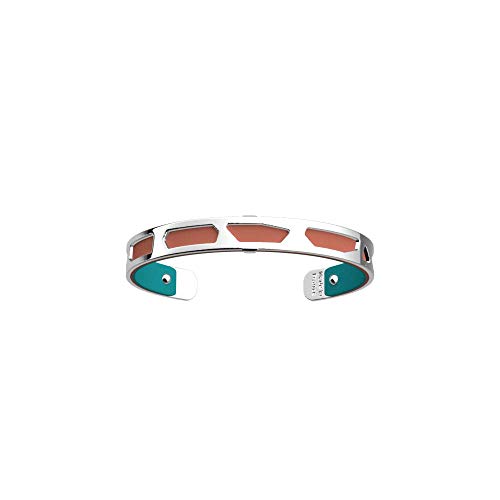 Les Georgettes - Brazalete de jirafa de 8 mm de color plateado, incluye inserto de piel, color terracota/azul