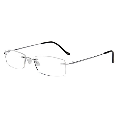 LianSan Titanium frameless Reading Glasses Men Lightweight Fashion Rimless Readers Glasses Womens 8085 (+3.00, silver) by LianSan