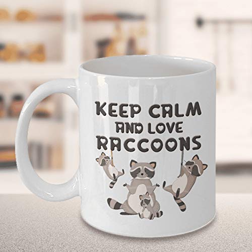 Linda taza de café de mapache Mantenga la calma y ame a los mapaches Divertido mapache Tazas de regalo de cerámica Taza Regalo del día de la madre