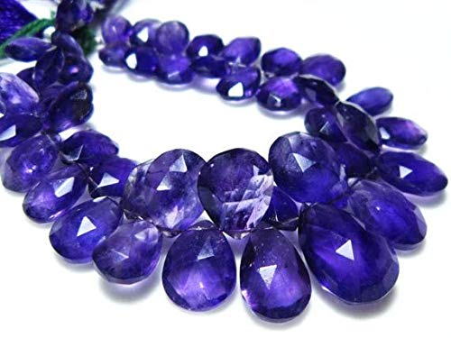 LKBEADS 153 Quilates AA- Amatista facetada Pera Briolettes -17.78 cm largo hebra de piedra medidas 6x9-12x15mm Código HIGH-8409