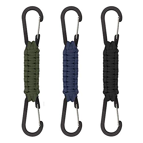 Llavero Mosquetón, 3 Piezas Paracord Llaveros con Mosquetón para Camping, Supervivencia, Emergencias, Aire Libre