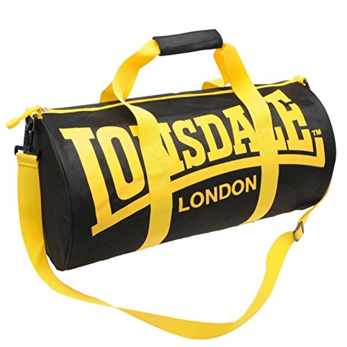 Lonsdale - Bolsa de deporte (26 x 52 x 26 cm), color negro y amarillo