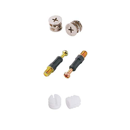 LOOTICH Kit de Excéntricas Ø14,7mm con Pernos M6x36mm y Tuercas M6 para Accesorios de Conexión de Muebles de Gabinete Negro (100 Sets)