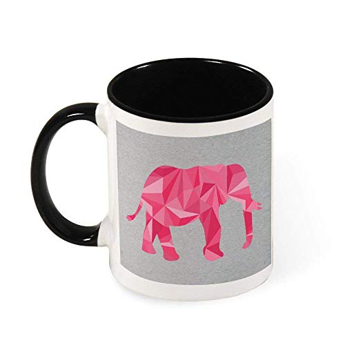 Lsjuee - Taza de cerámica con diseño de elefante rosa y animal geométrico, regalo para mujeres, niñas, esposa, mamá, abuela, 11 oz