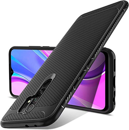 Luibor Funda para XiaoMi RedMi 9,Absorción de Golpes Anti-Rasguños Suave Esmerilado Funda Protectora para Negro Mate para XiaoMi RedMi 9