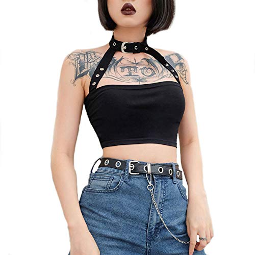 Malla GóTica De Manga Larga Tops De Rejilla Blusas Ropa De Mujer Moda SóLido Malla Ver A TravéS De Goth Manga Larga De Red De Pesca Tops Camiseta para Mujer Verano (S, Chaleco Sexy)