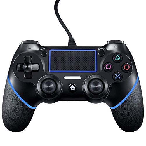 Mando para PS4, Controlador De Juegos Con Cable para PlayStation4 / Pro / Slim / PC, Gamepad Con Vibración Dual, Agarre Antideslizante y Cable USB