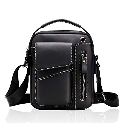 MANNUOSI Shoppers Y Bolsos De Hombro Hombre Moda Vintage Bolsos Bandolera Negro