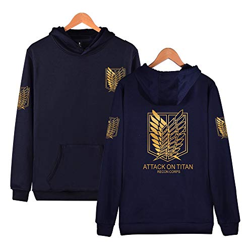 ManWang Attack On Titan Sudaderas con Capucha Unisex Shingeki No Kyojin Scout Regiment Wings of Liberty Badge Casual Hoodie de Manga Larga Cosplay Tops Pullover Sweatshirt Chaqueta Hombre Mujer