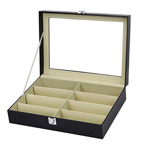 Manyo - Funda rígida para gafas de sol, con soporte para 8 gafas de sol, soporte de presentación, caja de almacenamiento para joyas, clásica, color negro