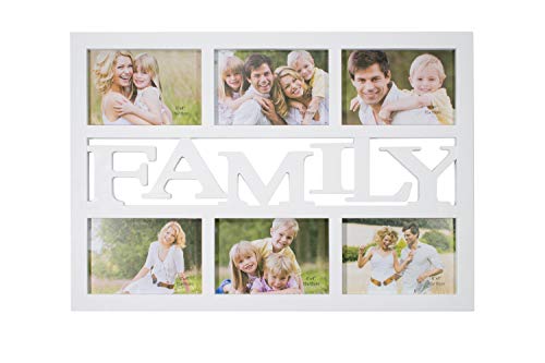 Marco de fotos múltiple Family de pared Collage de 6 fotos – Color blanco de plástico