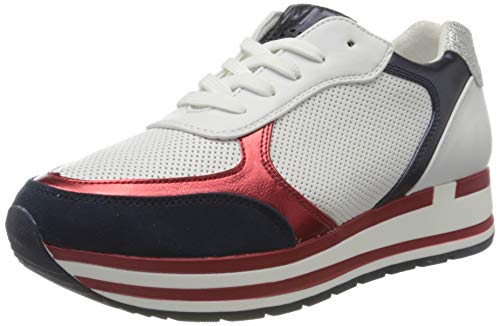 Marco Tozzi 2-2-23700-34, Zapatillas Mujer, Multicolor (White/Navy M. 128), 40 EU