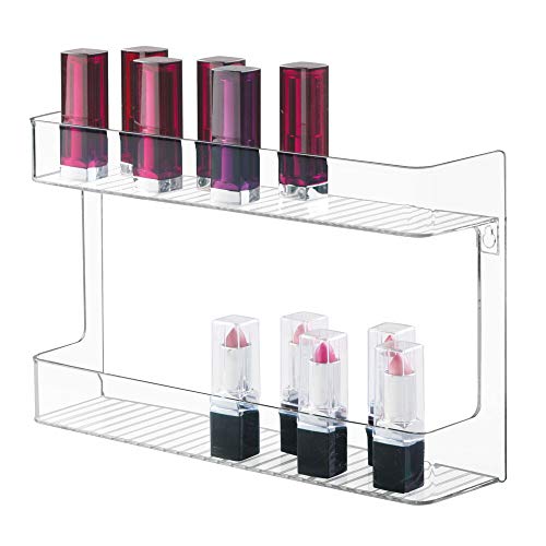 mDesign Estante para esmaltes de uñas, de Montaje en Pared y con Dos Pisos - Elegante Organizador de cosméticos para el Cuarto de baño - práctico Organizador de medicamentos - Transparente