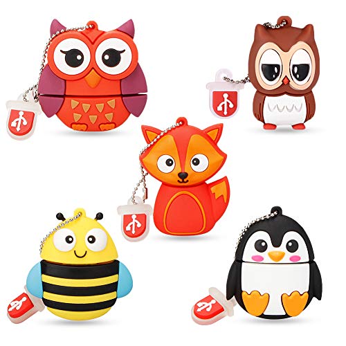 Memoria USB Linda 32GB 5 Piezas, Wiedeus Unidad Flash USB Linda con Forma de Animal, 5 x Regalos de Pen Drive Almacenamiento Externo