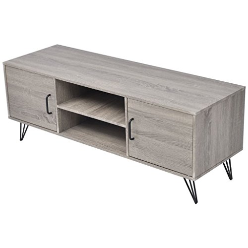 mewmewcat Mesa para TV Mueble TV Salón Mesa Televisión con Estructura de Metal MDF 120x40x45cm Gris