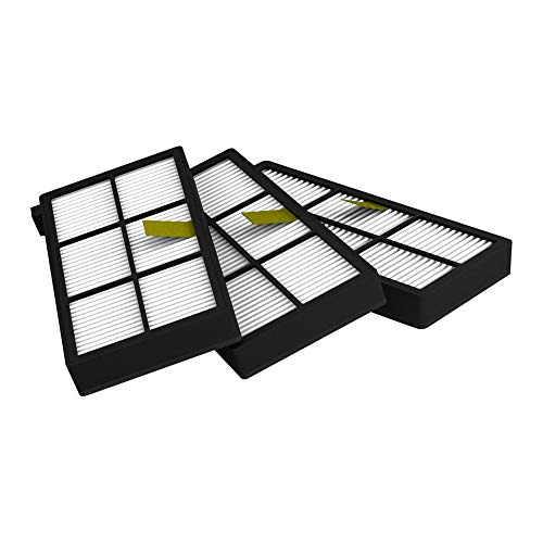 MIRTUX Pack 3 filtros Compatible con Roomba 800 y 900. Kit de repuestos de Filtro Serie 8 y 9. Recambio de reemplazo con Tres filtros hepa