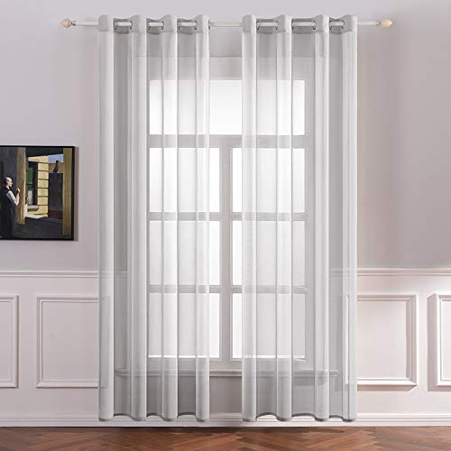 MIULEE 2 Hojas de Cortinas Visillos Poliéster Translucida de Dormitorio Moderno 8 Ojales Moderna Decorativa para Ventana Salón Sala Cuarto Dormitorio Comedor Cocina Hogar 140x280cm Gris