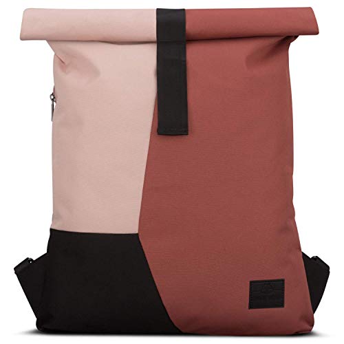 Mochila con Solapa Rojo/Rosa - JOHNNY URBAN Oskar Bolsa de Hombre y Mujer de Botellas de Plástico Reciclado - Multicolor con Solapa Superior - Moderna Bolso de Gimnasio Plegable Resistente al Agua