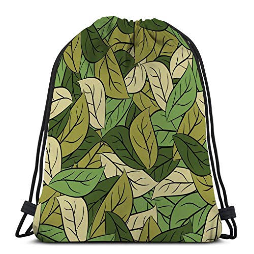 Mochila de Cuerdas Bolsa de Cuerda militar textura hojas ejército camuflaje follaje pa patrón soldados ropa protectora Vintage 36X43CM