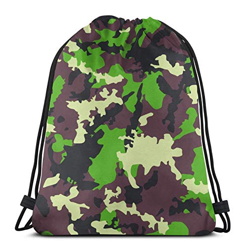 Mochilas de Cuerdas Mochila con cordón de soldado de camuflaje de camuflaje Saco de gimnasio Bolsa de cincha Bolsa de cuerda 36X43CM