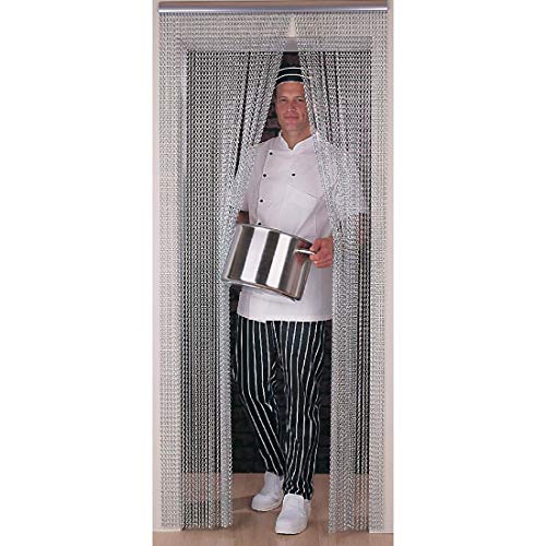 Mosquitera de cadenas para puerta, cortina de aluminio anodizado, gris, 1980 x 900 mm, para control de insectos