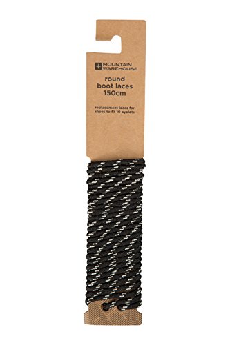 Mountain Warehouse El Cargador Redondo ata - los Cordones del Zapato del 150cm, caben la mayoría de los Ojales del Cargador, Cordones Redondos del amaestrador del diseño Negro Talla única