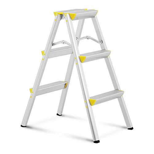 MSW Escalera De Mano En Aluminio MSW_AK23 (Plegable, 2 x 3 niveles, Capacidad de carga hasta 150 kg, Altura máxima de 1m)