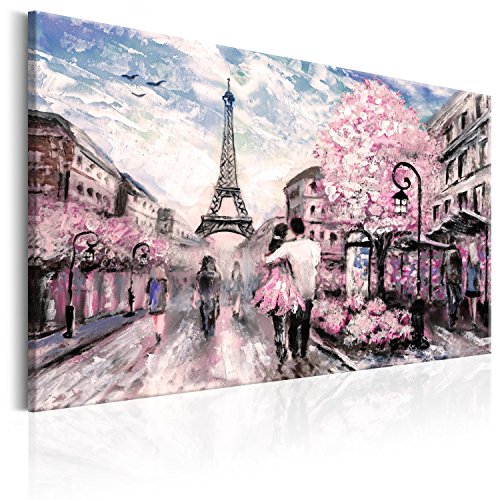 murando Cuadro en Lienzo 120x80 cm - Paris 1 Parte Impresión en Material Tejido no Tejido Impresión Artística Imagen Gráfica Decoracion de Pared Torre Eiffel Paisaje Rosa d-B-0147-b-a