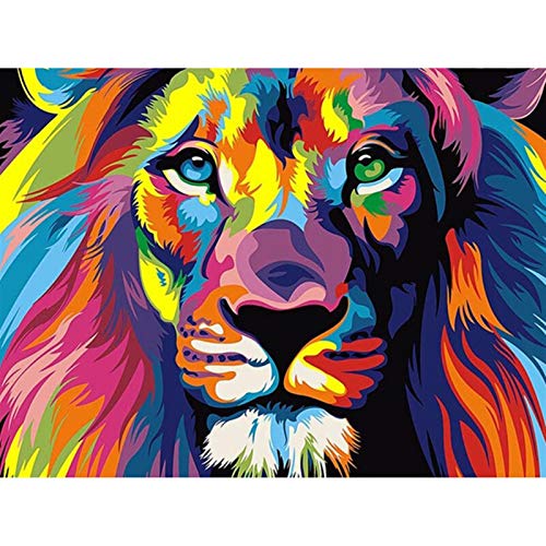 MZA DIY Bricolaje 5d Diamante Colorido de la Pintura Conjunto de Animales Cruz León Kit de Punto de Imagen del Arte del Mosaico imitación de Diamante Bordado Decoración aliviar la presión