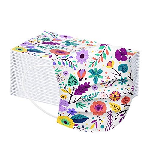 N / C 70/80/90 Unidades Adultos De_Mascarilla_ D_esechables De Moda con Estampado de Flores 3 Capas Elástico Respirable para Cenas Al Aire Libre Adecuado Viajar Decorativa