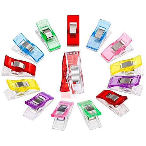 NACTECH 120Pcs Clips para Costura 9 Colores Clips de Costura Coloridos Craft Clips de Plástico Costura Clip Multiuso Clips de Acolchado con Caja para Manualidades, Bordados, Ganchillo, Punto