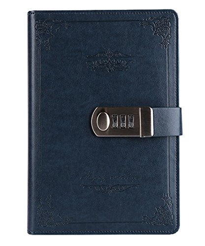 NectaRoy Cuaderno de Cuero PU Planificado Organizador con Hebilla Magnética, Retro Vintage Diario Bloc de Notas Contraseña Cuaderno con Soporte para Bolígrafo, A5 Tamaño 215x150mm