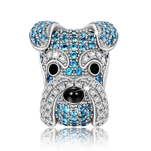 NINAQUEEN Charm para Pandora Charms Plata 925 Schnauzer Regalos Originales Mujer Niña Regalos de Cumpleaños Aniversario para Ella para Madre Novia Esposa, con Embalaje de Caja Joyería