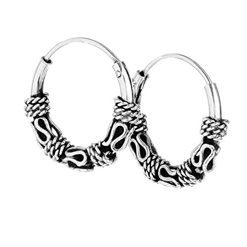 NKlaus PAAR 925 PLATA ESTERLINA Celta Bali Pendientes Amica Creoles s 12mm 7096