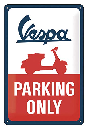 Nostalgic Art Metal Placa de metal Vespa-Parking Solo Bar Diseño Retro Placa de metal Decorativa de Pared Beer Club Dimensiones 20 x 30 cm