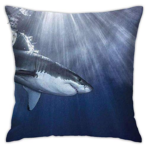 Oceanic Shark Jaws natación mar Spray luz Solar irradian Fundas de Almohada Decorativas de 18 x 18 Pulgadas,Fundas de Almohada cuadradas para sofá,Dormitorio,Coche