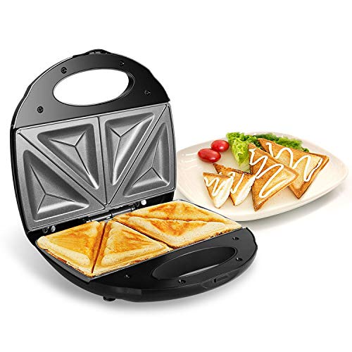 OZAVO Sandwichera Electrica con Capacidad para 2 Sándwiches Tostados,750W Parrilla Eléctrica,Placa Antiadherente,Libre BPA