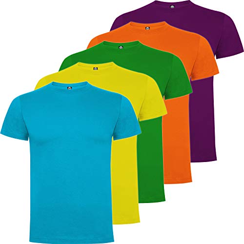 Pack 5 | Camiseta Algodón Hombre | Camiseta Básica Hombre Premium | Manga Corta (Combinación 4, L)
