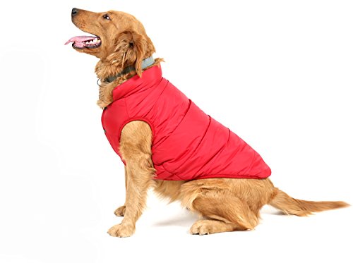 PENVO Ropa para Perros de Mascotas, Abrigos y Chaquetas Impermeables de Invierno para Perros pequeños y medianos Grandes Chaleco de Perro Cachorro Traje de suéter (Rojo, XXL)