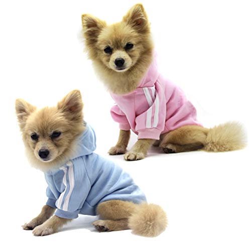 QiCheng&LYS Dog Hoodie Ropa, Mascota Cachorro Gato algodón Lindo cálido Sudadera con Capucha suéter (L, Rosa/Azul)